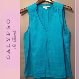 Calypso St. Barth Otisse Linen Sleeveless blouse, size M